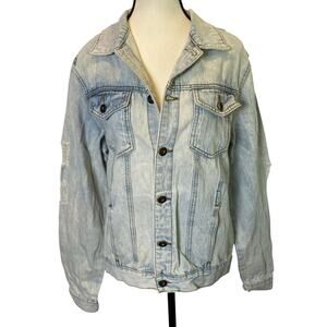 Brooklyn Cloth Denim Trucker Jacket Size Small Women's Light Washed‎ Distressed